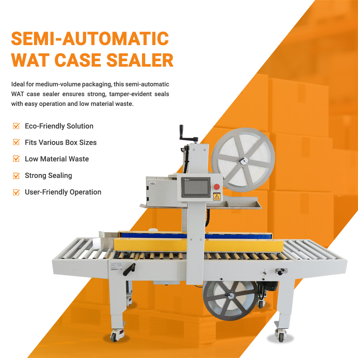 KN-1717U آلة غلق العلب الشريطية شبه الأوتوماتيكية المفعلة بالماء حل فعال لغلق العلب الكرتونية متعددة الأحجام